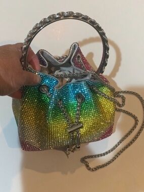 Multicolor Rhinestone Bucket Bag